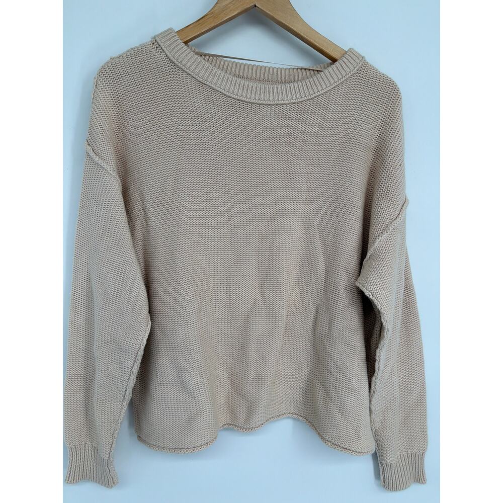 Chelsea & Theodore Sweater “inside out seams” Crewneck Cream -‎ M